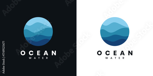 Ocean logo design. Blue water in a circle.