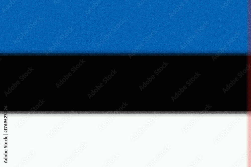 Obraz premium This digital artwork presents a minimalist and color-blocked representation of the Estonian flag, featuring horizontal bands of vibrant blue, solid black, and clean white, creating a