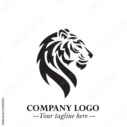 Head of Tiger Logo Symbol in Black on the White Background with Bold and Minimalist Style