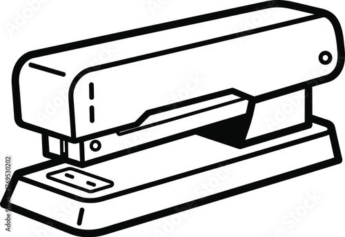 Illustration of a stapler in black and white on a white background