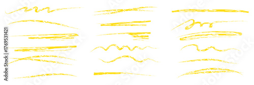 Underline red crayon, scribble stroke pencil lines. Vector set of red hand drawn crayon underline marks and strokes with rough textured sketchy lines, artistic doodle decorations for highlighting text