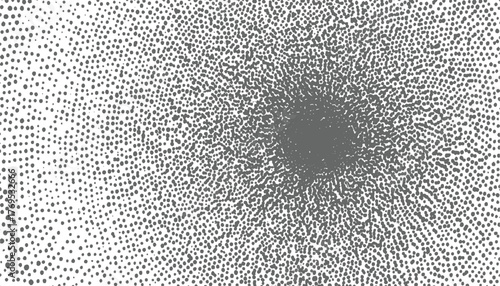 white background filled with scattered grey dots of varying sizes and densities.