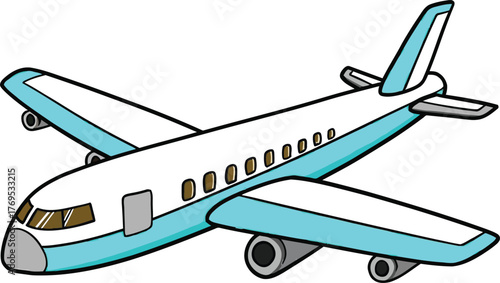 Simple Cartoon Passenger Airplane Vector Illustration