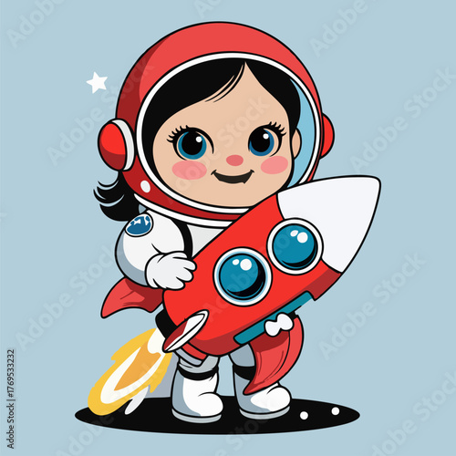 A playful depiction of a cute astronaut launching a paper rocket from the moon, surrounded by colorful balloons, with a group of alien friends clapping and cheering for the launch.