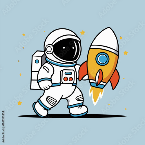 A playful depiction of a cute astronaut playing hide and seek with a toy rocket, hiding behind a lunar crater while the rocket peeks out, with friendly space animals watching the fun.