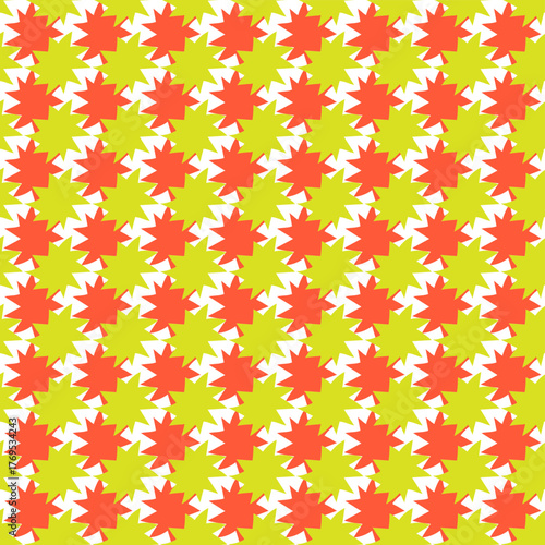 Abstract Geometric Star Pattern in Green and Red