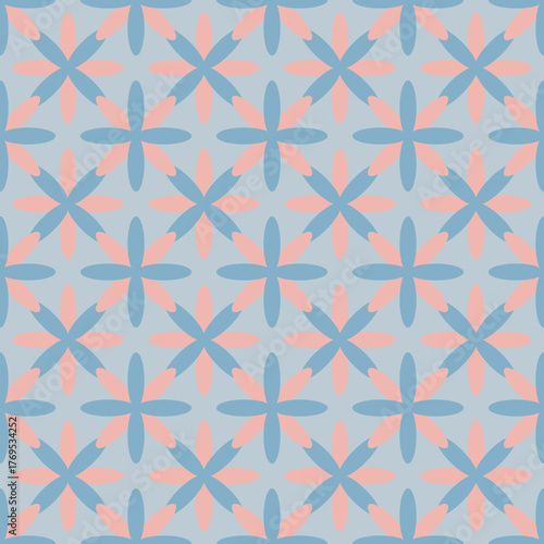 Floral Geometric Pattern in Pink and Blue