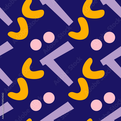 Abstract Geometric Shapes Pattern on Dark Blue