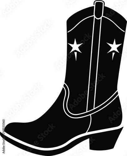 Cowgirl boots vector black silhouette