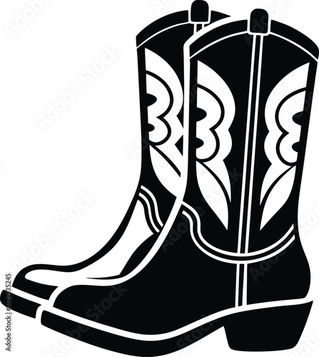 Cowgirl boots vector black silhouette
