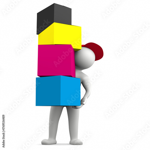 3D Man CMYK Parcel