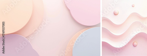 Fluid Abstract background waves & circle shape. Clean abstract pastel background