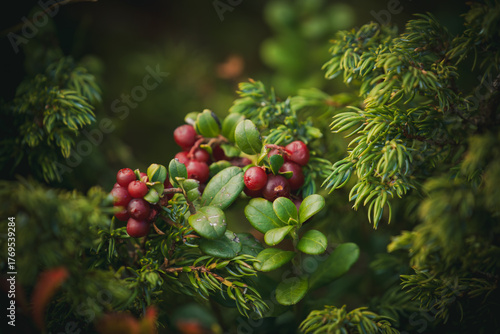 the harvest of delicious cranberries at a autumn day