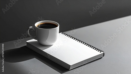 Mug of Coffee on Spiral Notebook