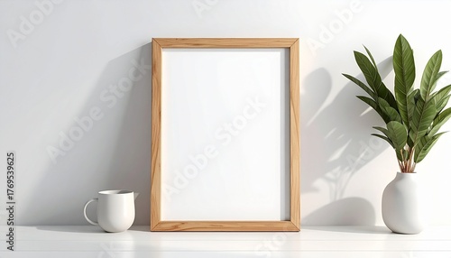Wooden Frame Mockup on a White Surface