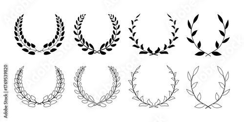 Set of elegant floral logo elements. 