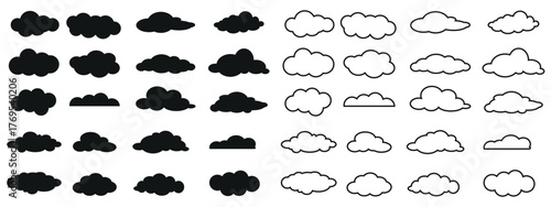 Cloud. Abstract white cloudy set isolated on transparent background. 
