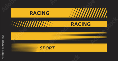 Racing Car and Motorcycle Sticker Collection – Yellow Stripe Decals for Auto Tuning, Custom Vehicle Design, and Motorsport Graphic Projects