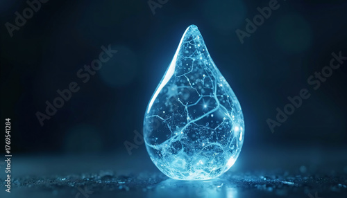 Wallpaper Mural Glowing Water Droplet with Neural Network Inside Torontodigital.ca