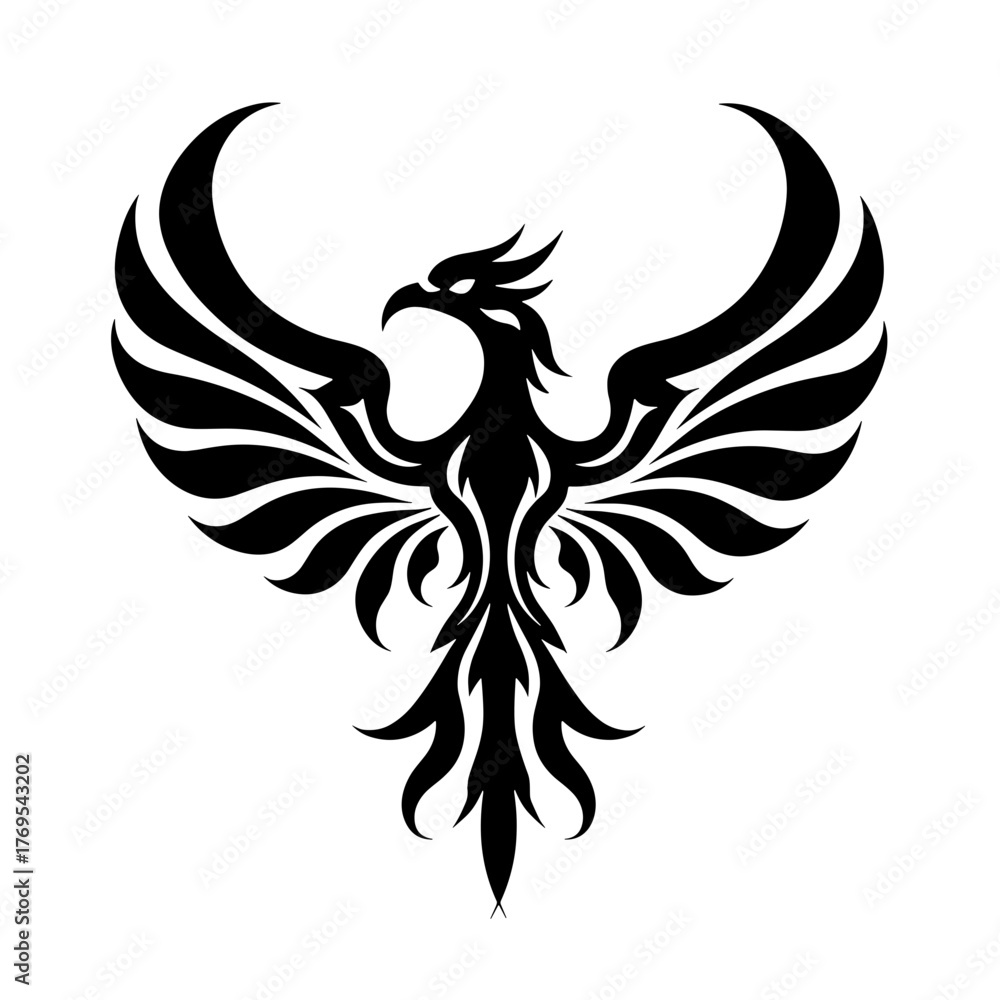 Obraz premium Tribal phoenix tattoo design in black silhouette style 