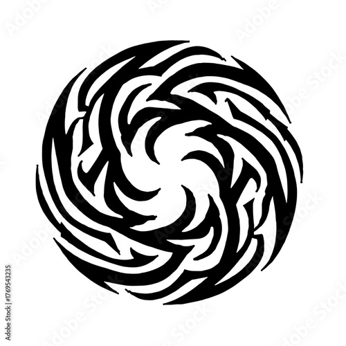 Abstract black tribal tattoo design in circular shape  