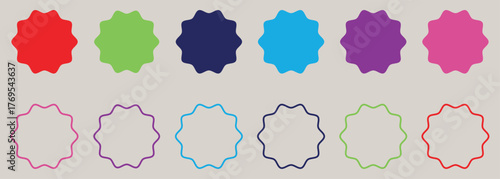 Set of discount and sale labels. Flat style red labels, stickers with sale discount text. Sale quality tags and labels. Starburst sticker and price label set, promo tag