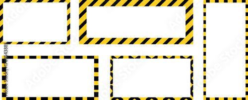 Caution warning yellow and black tape frame . warning striped rectangular background,  square and rectangle Frame. Caution tape border and safety stripe. roadwork construction.