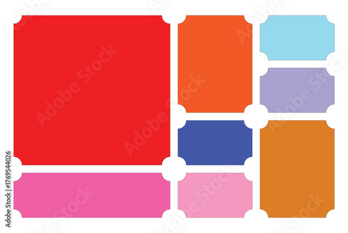 Colorful geometric shapes arranged in a grid pattern, creating a visually appealing and modern design element