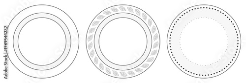 ラインアート風のお皿イラスト3種類セット