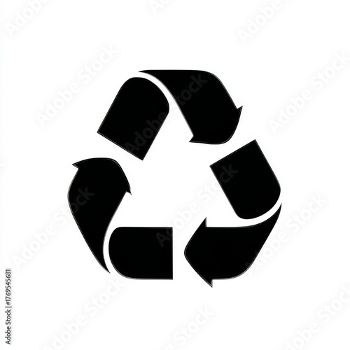  Classic recycle symbol in a flat style, black, representing ecology and waste reduction