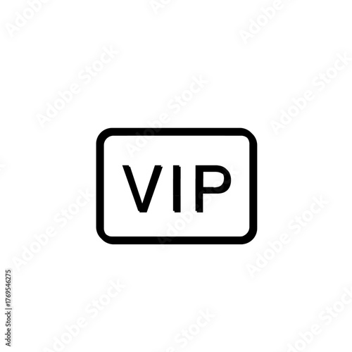 It says "VIP" on the bottom of the rounded box, on the white screen. It appears minimalist and clearly indicates special status.