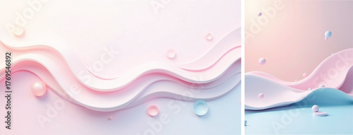 Fluid Abstract background waves & circle shape. Clean abstract pastel background