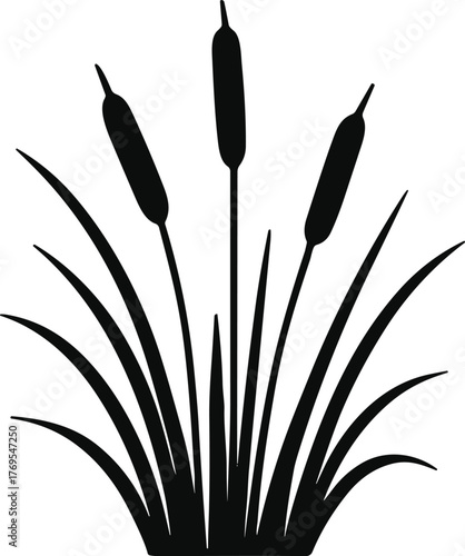 Cattail reed silhouette minimalist riverbank plant design