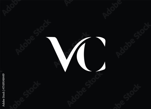 VC Monogram Logo Design — Minimalist Two Letter Modern Lettermark on Black Background