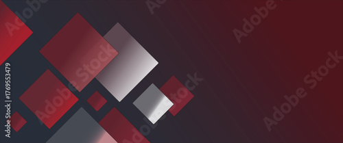 PrintWhite background with abstract red grey square decoration. Vector illustration for modern presentation background, brochure design, business card background, website slider, landing page