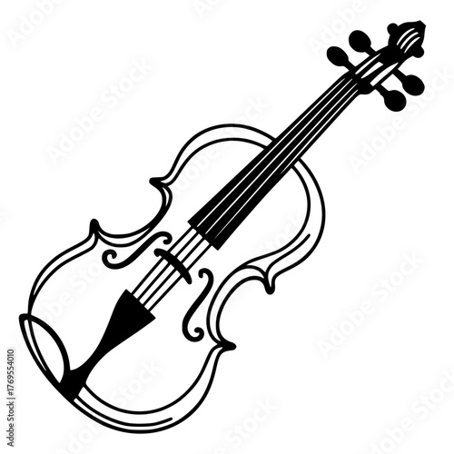 Beautiful one line violin silhouette