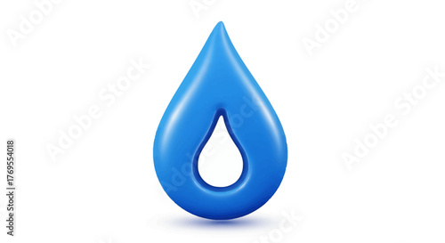 A blue water drop icon on a white background with a slight shadow effect.