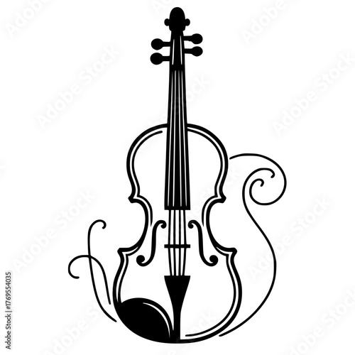 Beautiful one line violin silhouette
