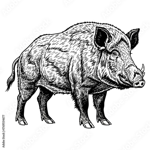 wild boar hunting illustration logo vector image t shirt