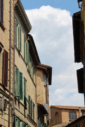 street view in Siena with some mediterranean houses and roofs