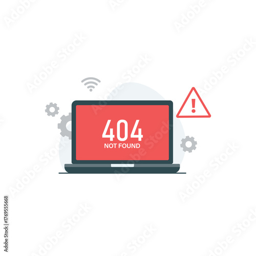 404 Error Page Not Found on Laptop Screen Vector Illustration 