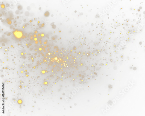 Konstfotografi Glowing confetti lights dance across a dark transparent surface