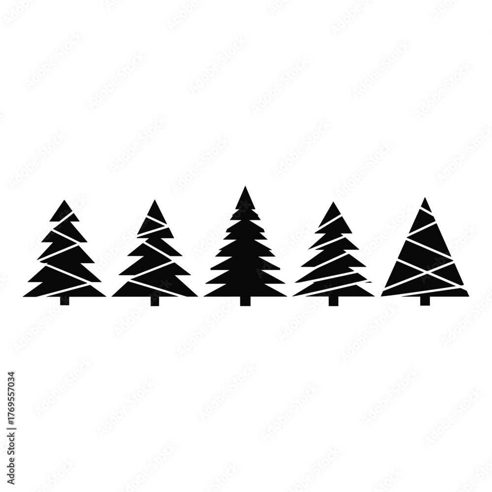 Obraz premium Christmas Pine Trees Vector Illustration