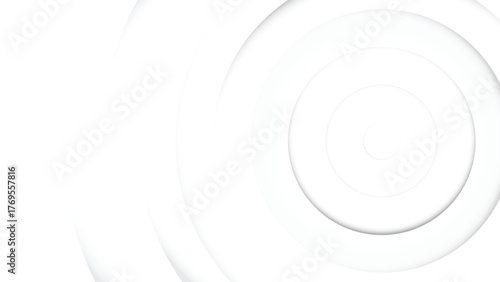 White clean concentric circle 3D paper cut background vector with soft shadow effect and minimal abstract texture design for modern presentation or poster