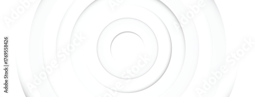 White clean concentric circle 3D paper cut background vector with soft shadow effect and minimal abstract texture design for modern presentation or poster