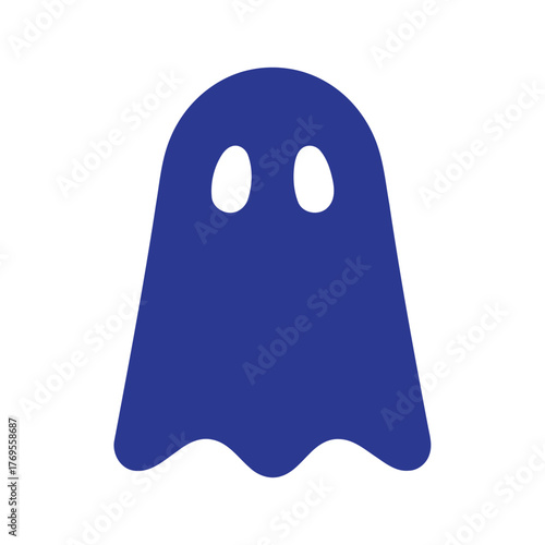 ghost, icon, symbol, halloween, spooky, scary, spirit, phantom, apparition, monster, creature, cartoon, illustration, graphic, design, simple, flat, blue, white background, isolated, character, silhou