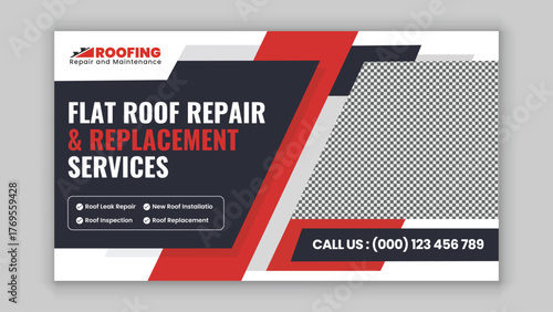Emergency roof repair services digital marketing banner for property protection