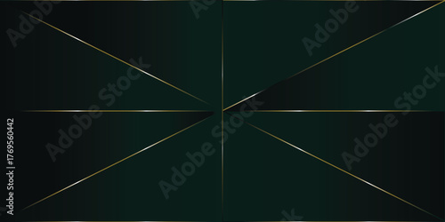 Emerald Luxury Gold Background. Golden Silver Polygon Border 3D Abstract Polygonal Sparkle Cover. Christmas New Year Celebration Frame. Royal Premium Business Design Luxury Gold Crystal Card