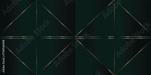 Emerald Luxury Gold Background. Golden Silver Polygon Border 3D Abstract Polygonal Sparkle Cover. Christmas New Year Celebration Frame. Royal Premium Business Design Luxury Gold Crystal Card