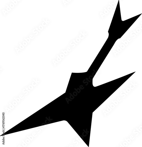 Black silhouette of an electric guitar on white background